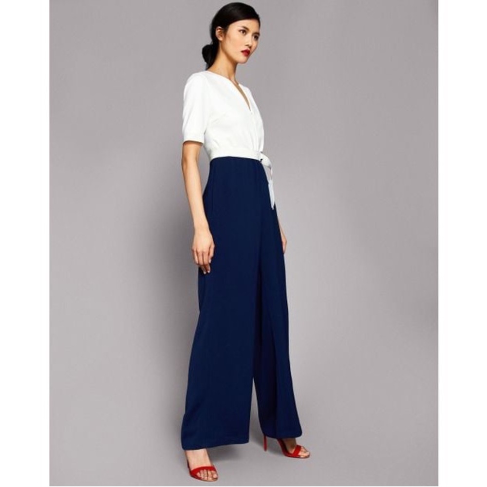 Ted Baker Elegant White and Navy Jumpsuit